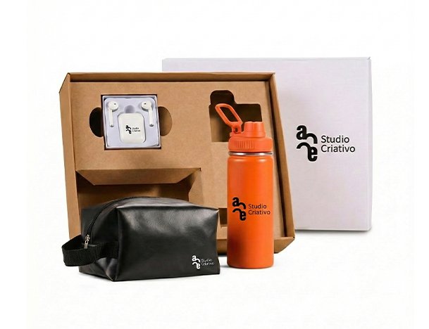 Kit Garrafa, Necessaire e Fone - 3 P�s